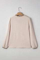 Chemisier à Col V et Bordure Festonnée