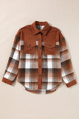 Pocket jacket in chopped velvet chest checkered cinnamon