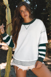 2-room white striped sweatshirts *