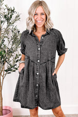 Short -sleeved buttoned dress *