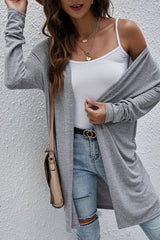 Cardigan léger ouvert sur le devant de couleur unie à taille haute-A WOMAN WE LOVE