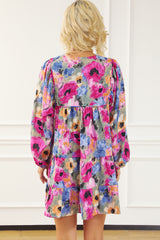 Robe droite multicolore à fleurs *