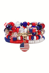Bracelet multicouche perlé du Jour du drapeau rouge ardent-A WOMAN WE LOVE
