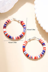 Boucles d'oreilles créoles en perles multicolores patriotiques rouges ardentes-A WOMAN WE LOVE