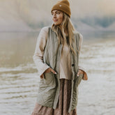 Long jacket jacket grass green with pockets