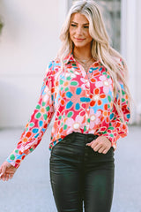 Chemise multicolore à manches bulles et imprimé floral-A WOMAN WE LOVE