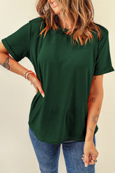 Decreeed green t-shirt plain with round neck