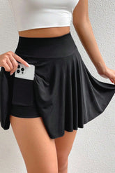 Black trapezius skirt high draped waist *