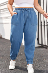 Pantalon de jogging en jean bleu grande taille *