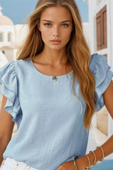 Upper ruffle with short -sleeved ruffles with short sleeves *