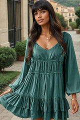 Mini-robe coupe ample à volants *