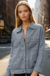 Oversize denied denim jacket with blue stripes *