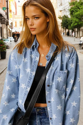 Sky blue jeans with stars print *