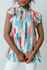 Ruffle top and color rose color block roller ruffle
