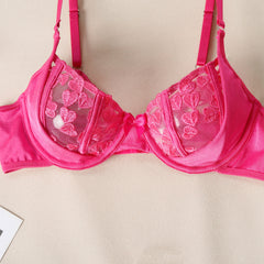 💗 Ensemble Lingerie « Douce Promesse » – Broderie de cœurs rose fuchsia