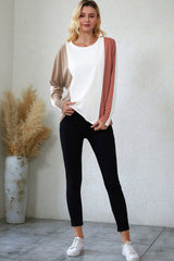 Apricot color block Dolman knit top