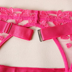 💗 Ensemble Lingerie « Douce Promesse » – Broderie de cœurs rose fuchsia