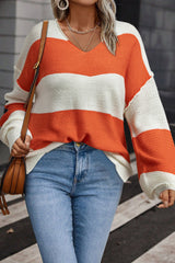 Ample orange stripe sweater and color blocks *