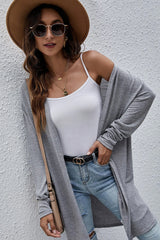 Cardigan léger ouvert sur le devant de couleur unie à taille haute-A WOMAN WE LOVE