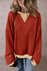 Sweat-shirt oversize à épaules tombantes et patch color block Red Clay
