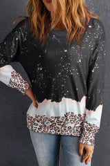Sudadera blanqueada con leopardo negro