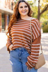 Decreeed sweater with brown stripes *