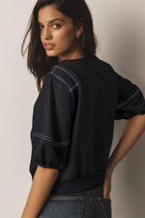 Black sweatshirt with mid-long sleeves *