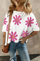 White Marguerite Fleur Print T-shirt Printed White Marguerite