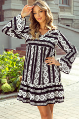 Estampado geométrico boométrico de manga de manga larga