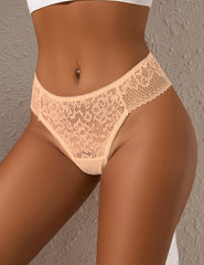Culotte dentelle beige ajourée