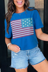 Camiseta cerca del cuello con una verdadera bandera estadounidense Rail Sarcelle