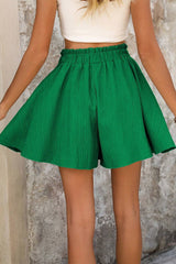 Textured shorts with ruffles and high -waisted laces *
