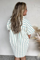 Robe chemise boutonnée à manches courtes et à rayures de grande taille pour la Saint-Patrick verte