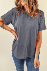 Dimplet gray t-shirt plain with round neck
