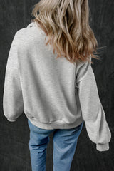 Light gray zipped sweatshirt with high collar and kangaroo pocket