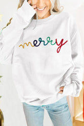 White Graphics Sweatshirt Merry