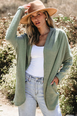 Cardigan ouvert sur le devant en tricot gaufré Laurel Green-A WOMAN WE LOVE