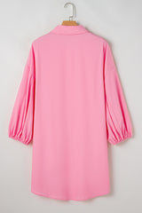 Mini-robe chemise boutonnée rose vif *