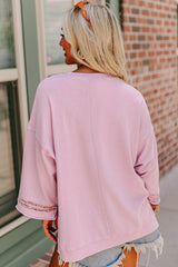 Haut décontracté à manches larges et à épaules tombantes *