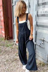 Blue Sail Plaid Print Buttoned High Waisted Overalls