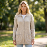 Cardigan boutonné à col et épaules tombantes