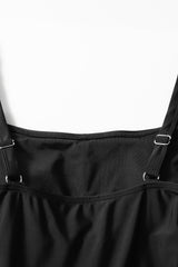 Vestido de baño Una habitación negra atada a un lado, cuello cuadrado, correas ajustables, línea A