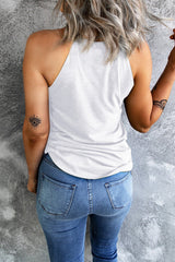 Débardeur blanc à col rond de couleur unie-A WOMAN WE LOVE