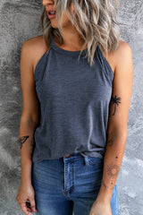 Débardeur bleu à col rond de couleur unie-A WOMAN WE LOVE