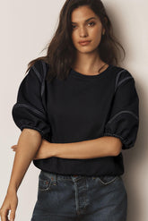 Black sweatshirt with mid-long sleeves *