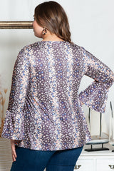 Chemisier babydoll à imprimé floral et col rond grande taille violet-A WOMAN WE LOVE