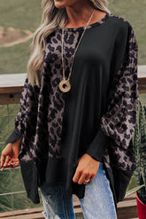 Bishop Sleeveless Black Sweatshirt and Patchwork Leopard
