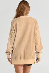 Sweat-shirt oversize beige à épaules tombantes et bordure côtelée