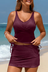 Maillot de bain 2 pièces en tricot côtelé bordeaux