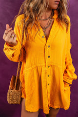 Chemise tunique oversize froissée à ourlet effiloché-A WOMAN WE LOVE